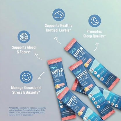 Supercalm Powdered Drink Mix, Raspberry Lemonade, L Theanine, Ksm-66 Ashwagandha, Magnesium Glycinate, Vitamin D 3, Supplements for Relaxation & Focus, No Sugar, Non GMO, On The Go, 20 Ct