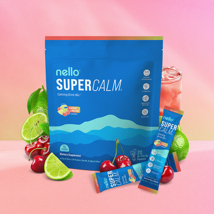 Supercalm Powdered Drink Mix, Raspberry Lemonade, L Theanine, Ksm-66 Ashwagandha, Magnesium Glycinate, Vitamin D 3, Supplements for Relaxation & Focus, No Sugar, Non GMO, On The Go, 20 Ct