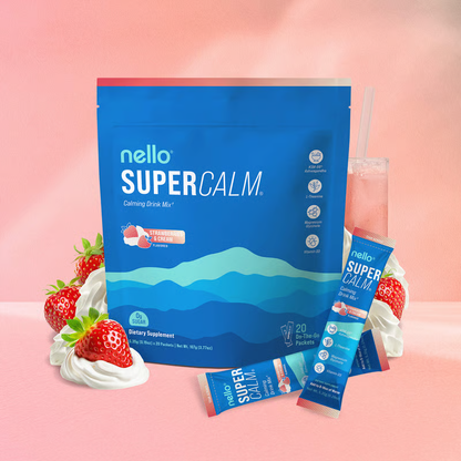 Supercalm Powdered Drink Mix, Raspberry Lemonade, L Theanine, Ksm-66 Ashwagandha, Magnesium Glycinate, Vitamin D 3, Supplements for Relaxation & Focus, No Sugar, Non GMO, On The Go, 20 Ct